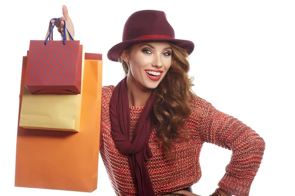 Mulher com sacos de compras — Fotografia de Stock