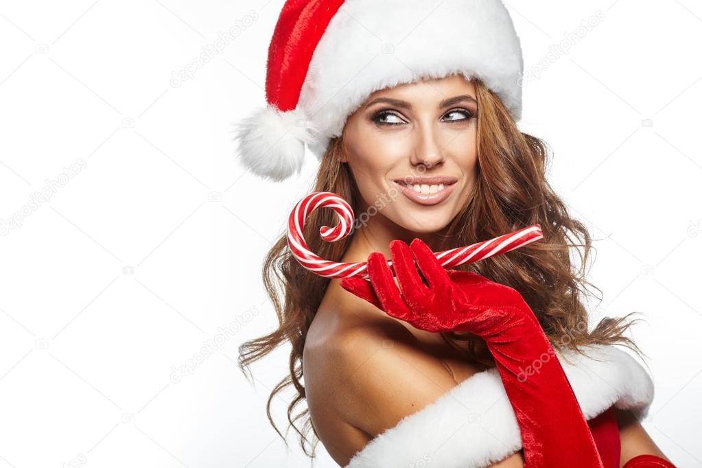 woman holding Christmas Lollipop
