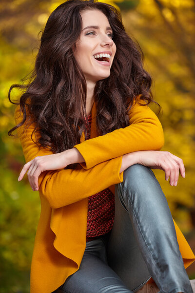 beautiful girl in autumn park