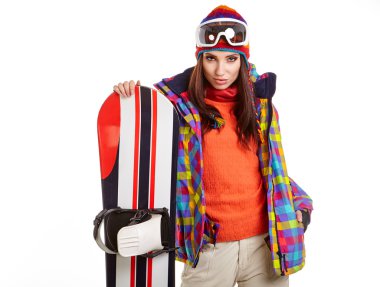 snowboard takım elbiseli kadın