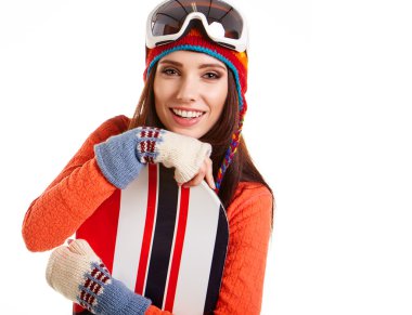 snowboard takım elbiseli kadın