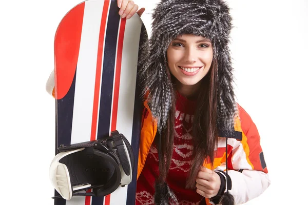 スノーボーダーのスーツ女性 — ストック写真