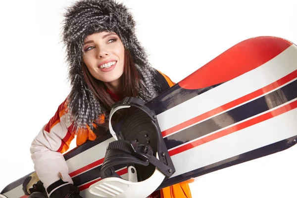 スノーボーダーのスーツ女性 — ストック写真