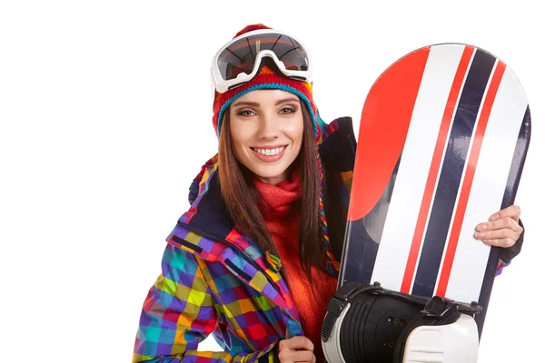 Mujer en traje de snowboarder — Foto de Stock