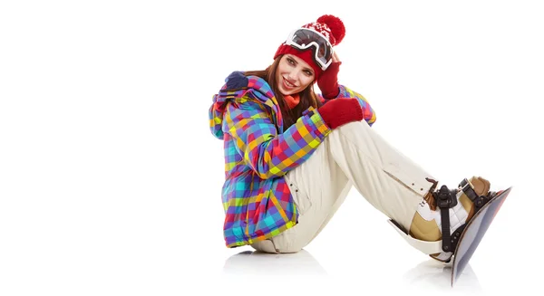 Kvinna i snowboardåkare kostym — Stockfoto