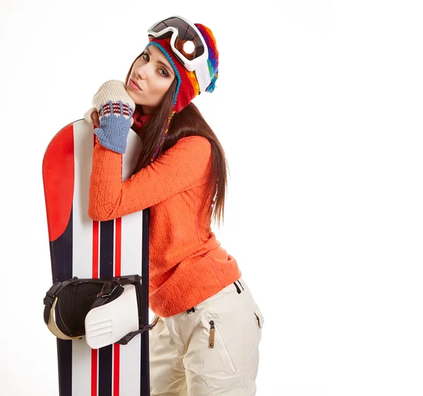 Vrouw in snowboarder pak — Stockfoto
