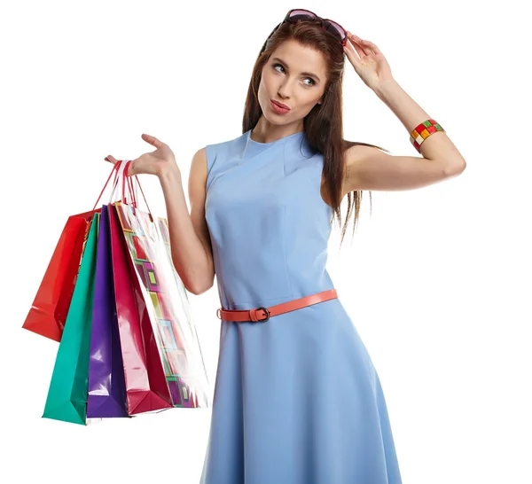 Mulher com sacos de compras — Fotografia de Stock