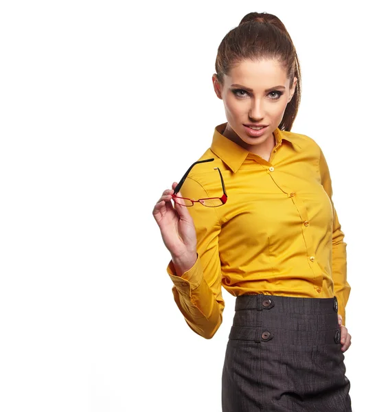 Businesswoman in yellow blouse — Stock Photo, Image