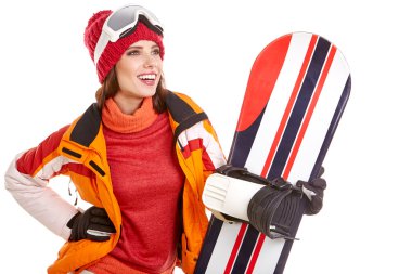 snowboard takım elbiseli kadın