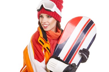 snowboard takım elbiseli kadın