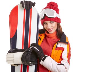 snowboard takım elbiseli kadın