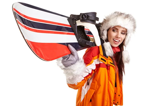 Kobieta w kolorze snowboardzista — Zdjęcie stockowe