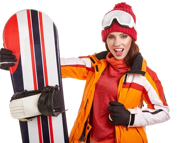 Kobieta w kolorze snowboardzista — Zdjęcie stockowe