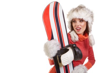 snowboard takım elbiseli kadın