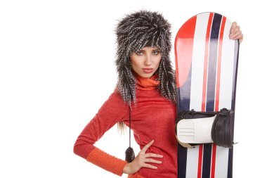 snowboard takım elbiseli kadın