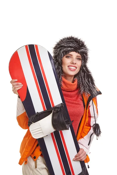 Kobieta w kolorze snowboardzista — Zdjęcie stockowe