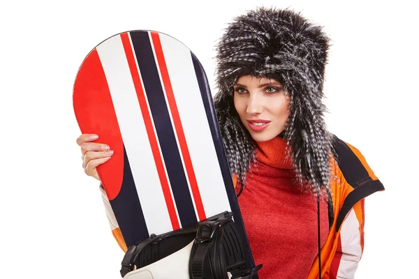 Mujer en traje de snowboarder — Foto de Stock