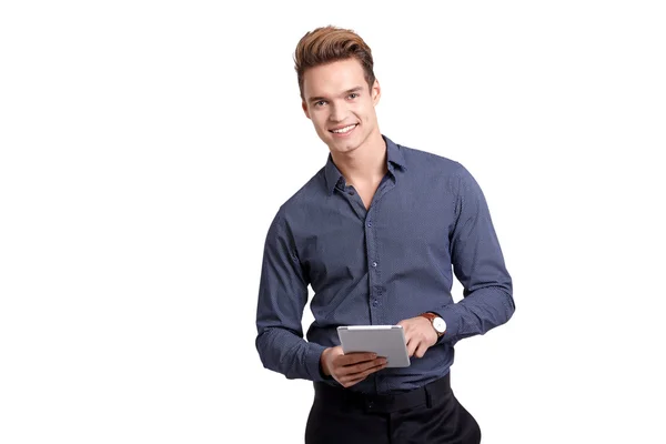 Young man with tablet — Stock Photo, Image