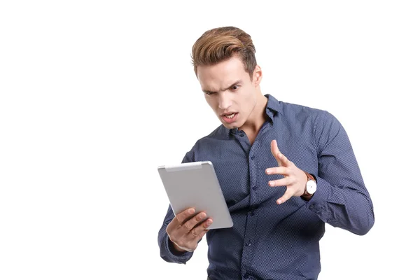 Young man with tablet — Stock Photo, Image