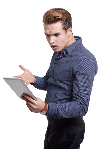 Young man with tablet — Stock Photo, Image