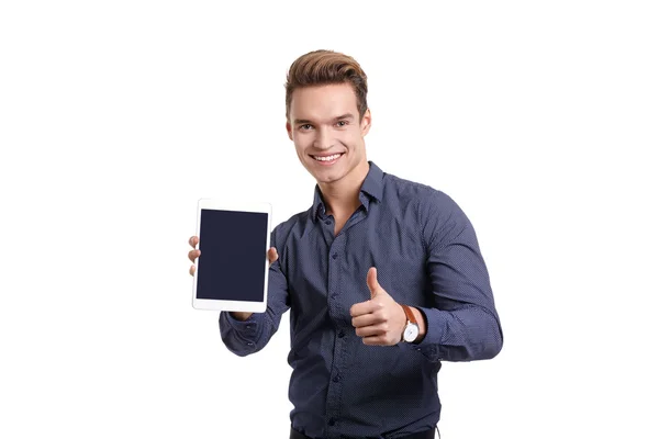 Young man with tablet — Stock Photo, Image