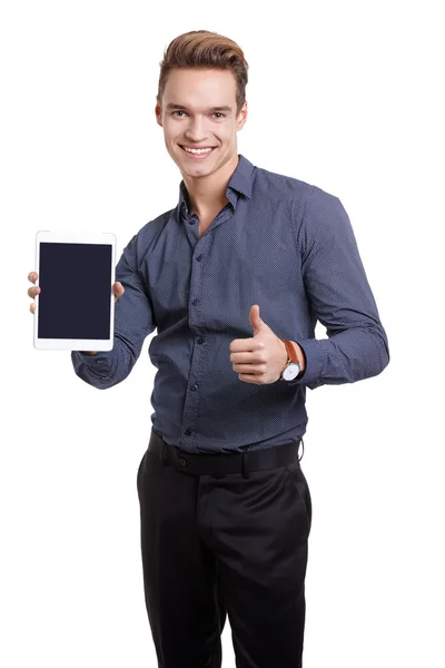 Young man with tablet — Stock Photo, Image