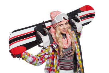 snowboard takım elbiseli kadın