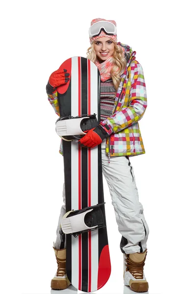 Vrouw in snowboarder pak — Stockfoto