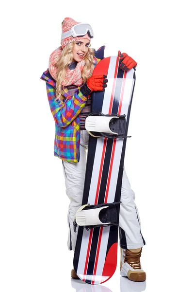 Vrouw in snowboarder pak — Stockfoto