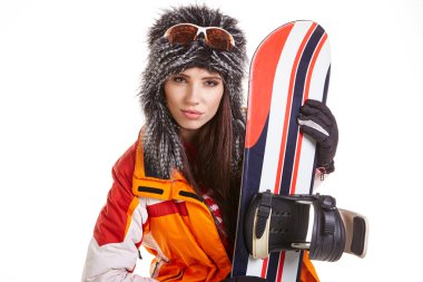 snowboard takım elbiseli kadın