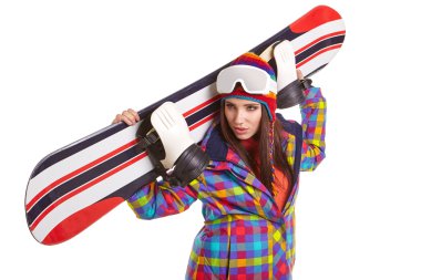 snowboard takım elbiseli kadın