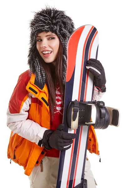 Mujer en traje de snowboarder — Foto de Stock