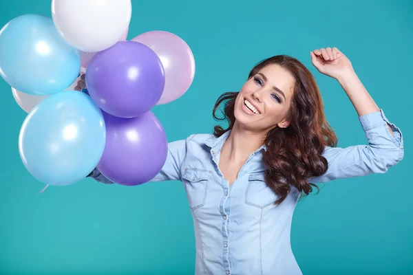 Morena mujer con globos —  Fotos de Stock