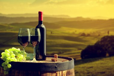 kırmızı şarap şişesi ve gözlük