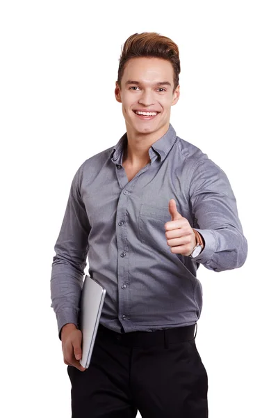 Joven Empresario con tablet — Foto de Stock