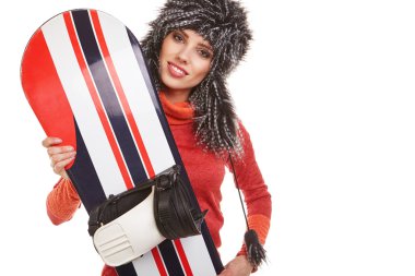 snowboard ile duran kadın