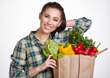 sebze ile genç kız