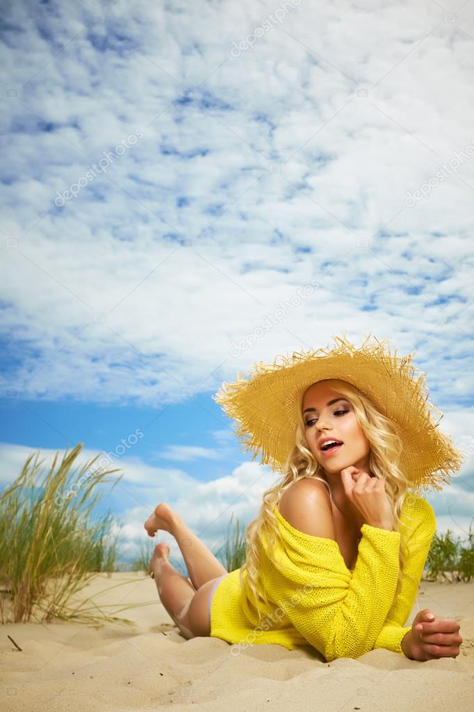 blonde girl on beach