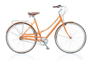 Stylish orange bicycle isolated on white background clipart