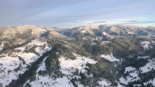 Αεροφωτογραφία των Καρπαθίων βουνών το χειμώνα — Αρχείο Βίντεο