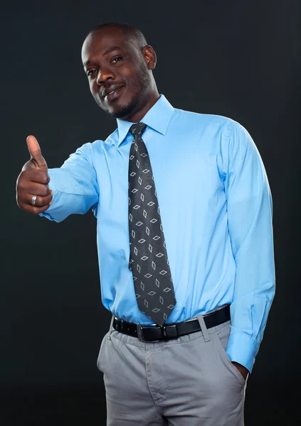 Young successful Businessman Showing Thumb Up — Stock Photo, Image