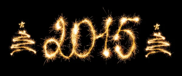 Happy New Year - 2015 with sparklers — Stock Photo, Image