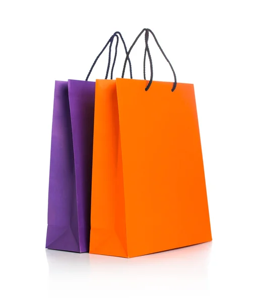 Two paper Shopping bags with reflection on white — Stock Photo, Image