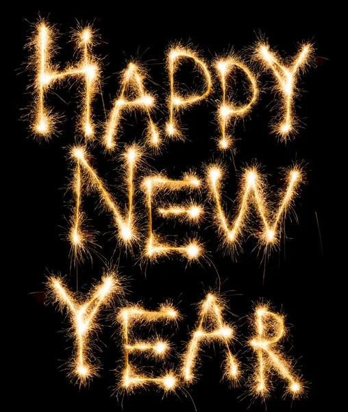Mutlu yeni yıl sparkles siyah üzerine yapılmış — Stok fotoğraf