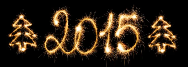 Šťastný nový rok - 2015 s prskavky — Stock fotografie