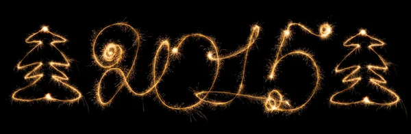 Happy New Year - 2015 with sparklers — Stock Photo, Image