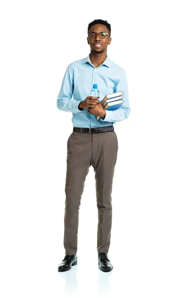 African american college student with books in his hands standin — Stock Photo, Image