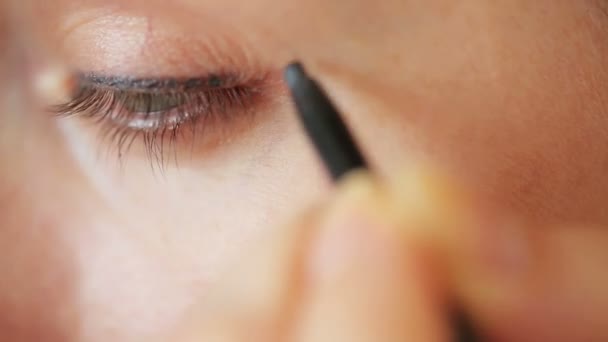 Close-up van oog make-up — Stockvideo