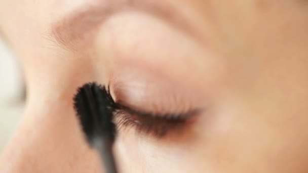 Close-up van oog make-up — Stockvideo