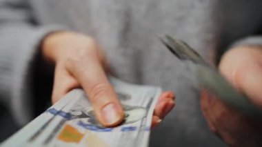 Amerikan Doları 'nı sayan bir kadın, yakın plan. Yatırım, başarı, finansal beklentiler veya kariyer ilerlemesi kavramı.